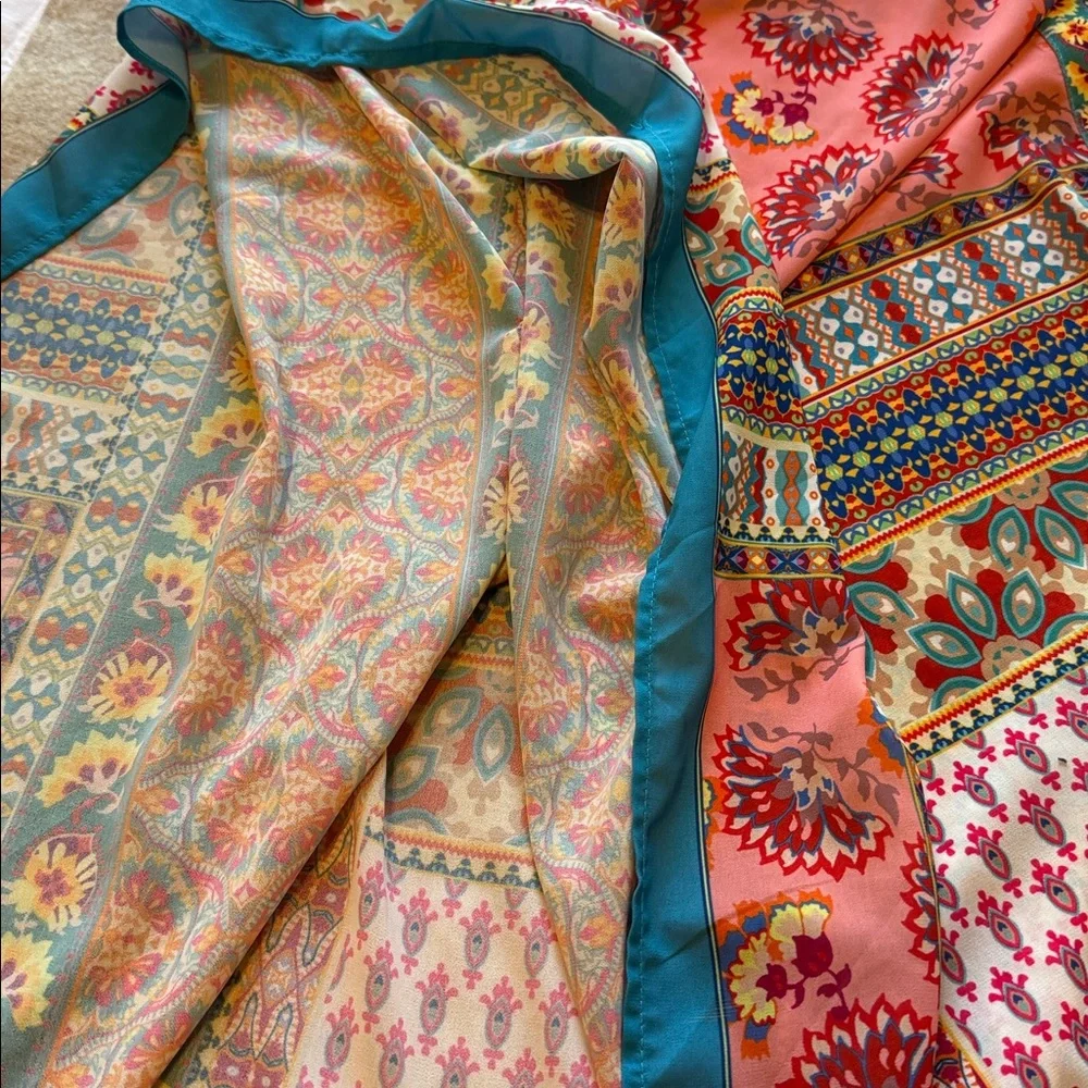 Umgee Scarf Print, Patchwork Kimono‎ M/L Like New Condition Festival, Beach